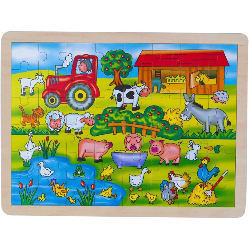 OLYDAUS Wooden Farm Animals Jigsaw Puzzles for Toddlers Age 3-5 48pcs Preschool Educational Learning Toys Sets Gift for Baby ...