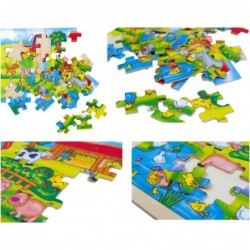 OLYDAUS Wooden Farm Animals Jigsaw Puzzles for Toddlers Age 3-5 48pcs Preschool Educational Learning Toys Sets Gift for Baby ...