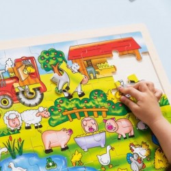 OLYDAUS Wooden Farm Animals Jigsaw Puzzles for Toddlers Age 3-5 48pcs Preschool Educational Learning Toys Sets Gift for Baby ...