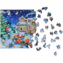 Wooden Jigsaw Puzzles-Happy Christmas Fun Day 172 Truly Unique Pieces Small Size Square Shape-Best Choice for Adults and 9 Ye...