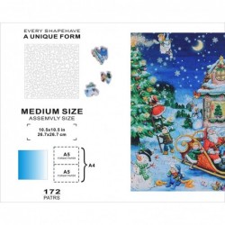 Wooden Jigsaw Puzzles-Happy Christmas Fun Day 172 Truly Unique Pieces Small Size Square Shape-Best Choice for Adults and 9 Ye...