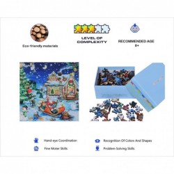 Wooden Jigsaw Puzzles-Happy Christmas Fun Day 172 Truly Unique Pieces Small Size Square Shape-Best Choice for Adults and 9 Ye...