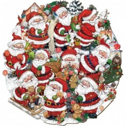 Wooden Puzzles for Adults and Kids 9.8 * 10.1in Christmas Jigsaw Wooden Puzzle with Unique Colorful Christmas Elements Shape ...