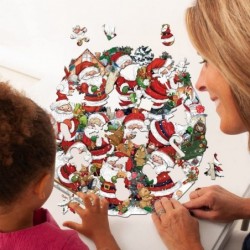 Wooden Puzzles for Adults and Kids 9.8 * 10.1in Christmas Jigsaw Wooden Puzzle with Unique Colorful Christmas Elements Shape ...