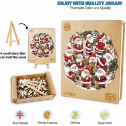 Wooden Puzzles for Adults and Kids 9.8 * 10.1in Christmas Jigsaw Wooden Puzzle with Unique Colorful Christmas Elements Shape ...