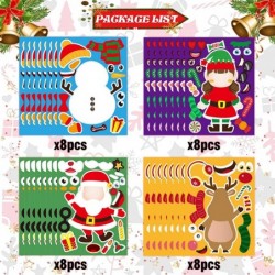 Christmas Make-a-face Stickers 32 Sheets Christmas Stickers Make Your Own Sticker with Santa Snowman Elk Christmas Crafts for...