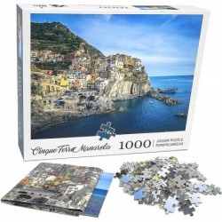 1000 Piece Jigsaw Puzzle for Adults and Teens (27.5in x 19.5in) Beautiful Cinque Terre Manarola Thick and Sturdy Pieces with ...