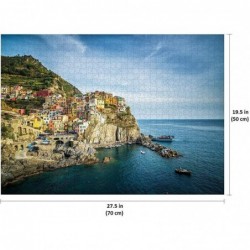 1000 Piece Jigsaw Puzzle for Adults and Teens (27.5in x 19.5in) Beautiful Cinque Terre Manarola Thick and Sturdy Pieces with ...