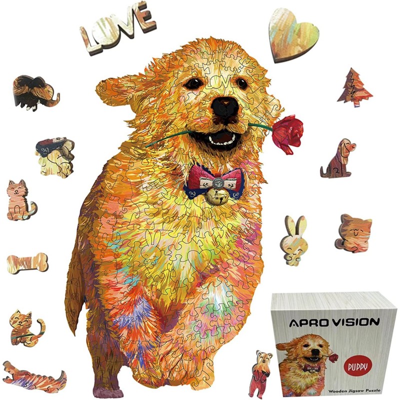 Wooden Jigsaw Puzzles for Adults and Kids Animal Shaped Puzzle Dog Fun Gift for Family Friends Wooden Puzzle for Adults (M-11...