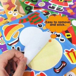 Christmas Make-a-face Stickers 32 Sheets Christmas Stickers Make Your Own Sticker with Santa Snowman Elk Christmas Crafts for...