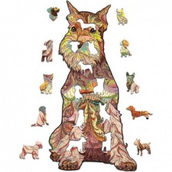 Jigsaw Wooden Puzzles for Adults 6.9 * 13.3in Colored Animals Wooden Puzzles Dog Wooden Puzzles for Kids Unique Colors and Sh...