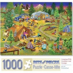 1000 Piece Jigsaw Puzzle for Adults - Camping with Grandma and Gramps - 1000 pc Americana Scene Jigsaw by Artist Sandy Rusink...