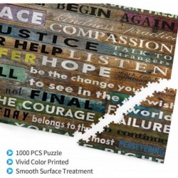 Jigsaw Puzzles 1000 Pieces Inspirational Panel Wooden Striped Motivational Letter Saying Large Family Puzzle Game Artwork for...