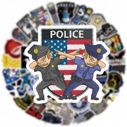 52Pcs Police Officer Badge Name Tag Stickers Pack Funny Cool Vinyl Waterproof Sticker Decals for Water Bottle Skateboard Lapt...