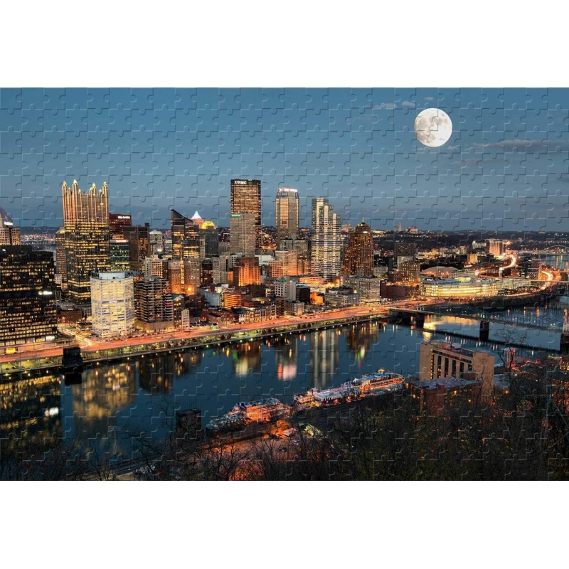 Pittsburgh Skyline at Full Moon 1000 Piece Jigsaw Puzzle 29.5 X 19.6'' Wood-Material Famous Paintings Mural $67.22 Jigsaw Puz...