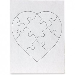 Blank Heart Puzzle for Decorating Jigsaw Activity Use As Party Favors DIY Invites and More - White Sturdy – 6 x 8 Inches 8 Pi...