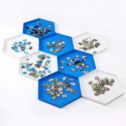 Becko Stackable Puzzle Sorting Trays Jigsaw Puzzle Sorters with Lid Puzzle Accessory for Puzzles Up to 1500 Pieces 8 Hexagona...