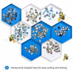 Becko Stackable Puzzle Sorting Trays Jigsaw Puzzle Sorters with Lid Puzzle Accessory for Puzzles Up to 1500 Pieces 8 Hexagona...