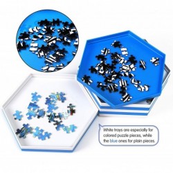 Becko Stackable Puzzle Sorting Trays Jigsaw Puzzle Sorters with Lid Puzzle Accessory for Puzzles Up to 1500 Pieces 8 Hexagona...