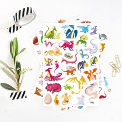 Dragon Stickers 530 Counts Cute Cartoon Dragon Adhesive Sticker for Water Bottles Art Toys Crafts Kids Boys Toddlers Invitati...