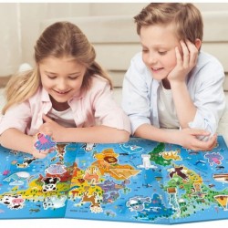 World Map Puzzle for Kids Magnetic World Map Puzzle Magnet Jigsaw Puzzle for Kids Ages 4-8 Learning Educational Toys Homescho...