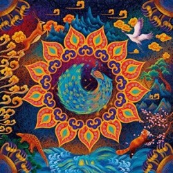 Huaxia Creature Puzzle A Peacock in His Pride Round Large Paper Puzzle 1000 Pieces Jigsaw Puzzle Kids Adult Difficult and Cha...