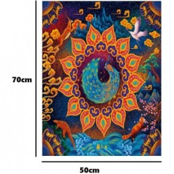 Huaxia Creature Puzzle A Peacock in His Pride Round Large Paper Puzzle 1000 Pieces Jigsaw Puzzle Kids Adult Difficult and Cha...