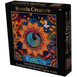 Huaxia Creature Puzzle A Peacock in His Pride Round Large Paper Puzzle 1000 Pieces Jigsaw Puzzle Kids Adult Difficult and Cha...