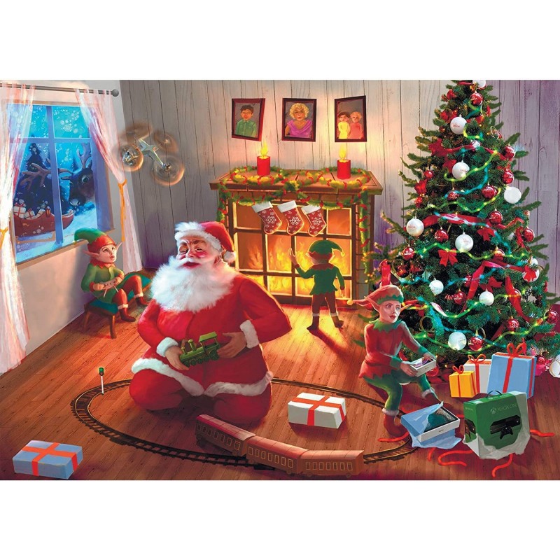 Christmas Puzzles for Adults 1000 Piece Snow Happy Holiday Puzzle Santa Christmas Puzzle Family Jigsaw Puzzle & Fact Poster S...