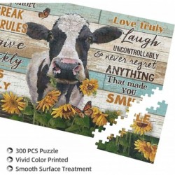 Cow Sunflower Fashion Puzzle Cow Wooden Jigsaw Puzzles for Adult Teenagers Leisure Fun Game Toy Suitable for Family Friends D...