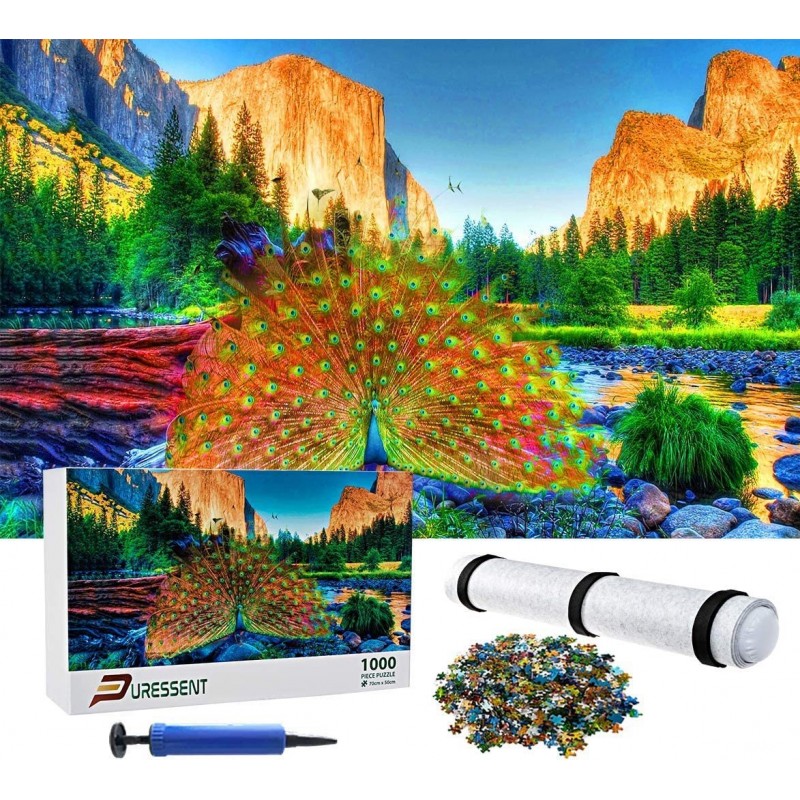 PURESSENT-Jigsaw Puzzles 1000 Pieces for Adults and Children Set-Contains 1500 Piece Foam Roll up Mat Portable Storage Bag an...