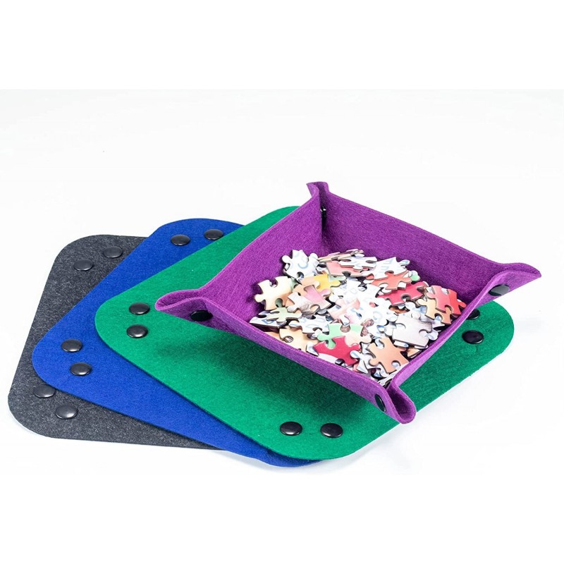 Jigsaw Puzzle Sorting Box Woolen Folding Button Style 4 Pcs Foldable Puzzle Sorting Trays Trays Puzzle Accessories for Puzzle...