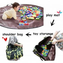 4-in-1 Multifunctional Kids Play Mat 39.4 Inch Round Floor Activity Rug Foldable Waterproof Playmat Large Tote Shoulder Bag B...