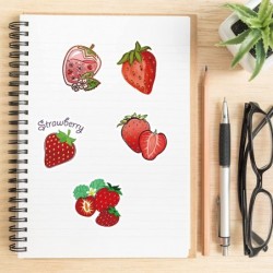 50Pcs Strawberry Stickers for Kids Girls Teens Cartoon Cute Strawberry Reward Sticker DIY Decoration Guitar Water Cup Phone J...