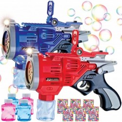 2 Bubble Maker Gun Toys with Bubble Solution Bottles Large Automatic Bubble Maker Blower Refill Bubble Blasters Outdoor Indoo...