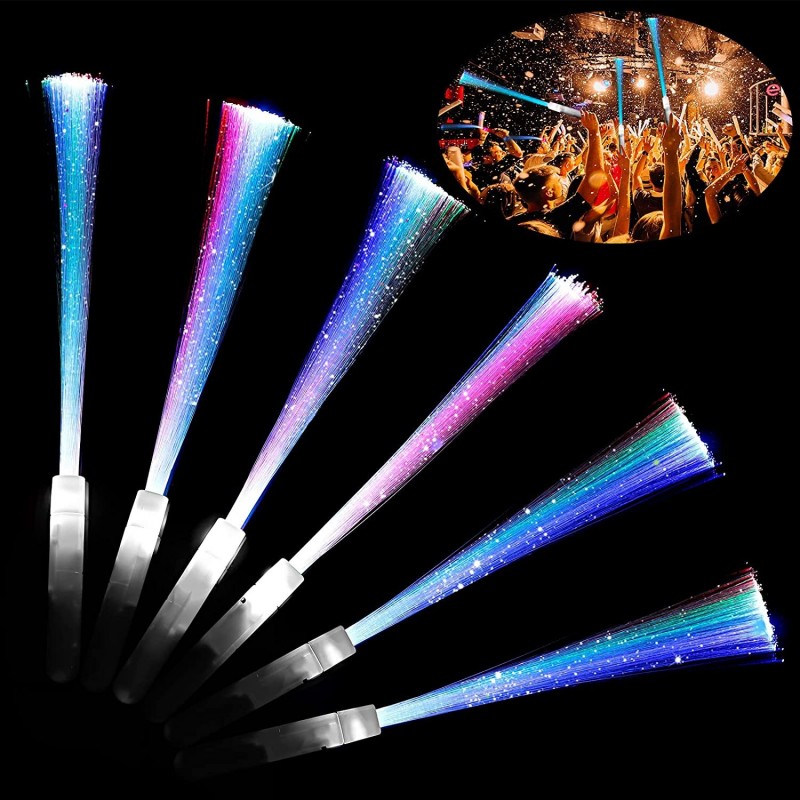 Pieces Fiber Optic Wand Glow Fiber Wands Flashing LED Light Fairy Stick Toy Wands Battery Operated Glow Sticks Fun Light up B...