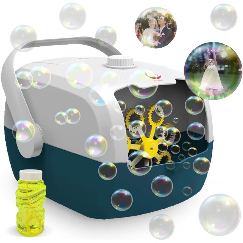 Bubble Machine Automatic Bubble Blower Machine Portable Bubble Maker for Outdoor and Indoor Use Powered by Plug-in or Batteri...