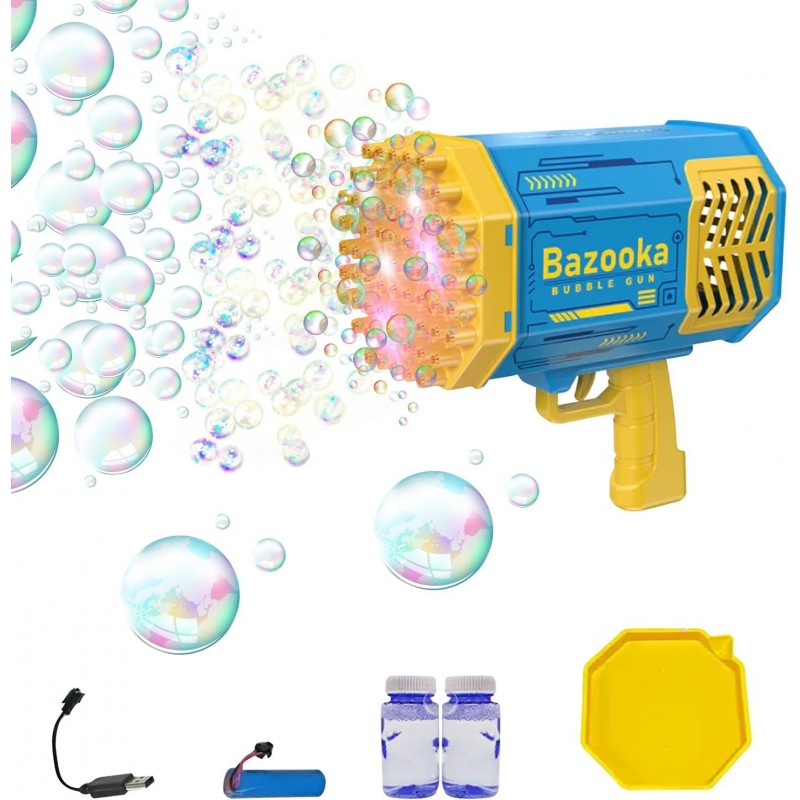 Bubble Gun with 69-Hole with Light Indoor Outdoor Activity Bubble Blaster Party Favors Electric Automatic Bubble Maker Machin...