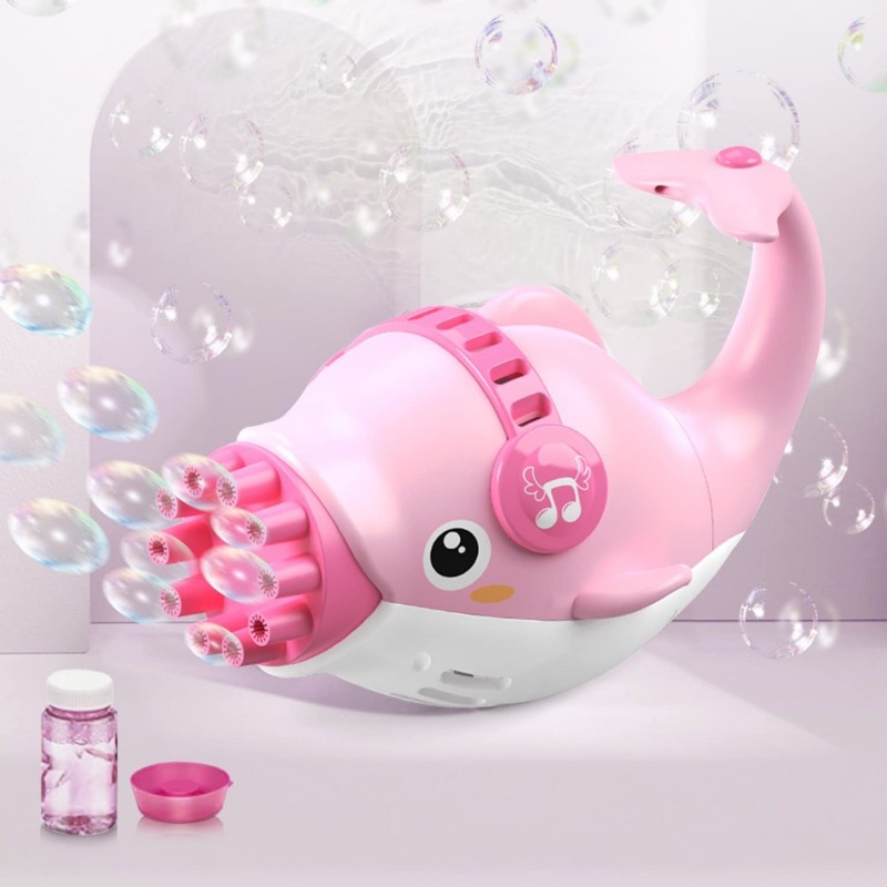 Bubble Maker for Toddlers Dolphin Bubble Machine with Airfan Whale Bubble Machine Bubble Gun with Solution Battery Operated P...