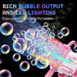 Bazooka Bubble Gun with Flash Lights|64 Holes Bubble Machine Gun for Kids Adults|Giant Bubble Machine Gun Summer Outdoor Chil...