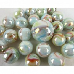 Big Game Toys~25 Glass Marbles Cotton Candy Opalescent White/Blue/Red/Green/Yellow Swirl Classic Style Game Pack (24 Player 1...