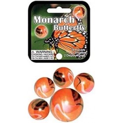 Mega Marbles - MONARCH BUTTERFLY MARBLES NET (1 Shooter Marble 24 Player Marbles) $19.74 Dice & Marble Games