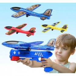 3 Pack Airplane Launcher Toy Foam Glider Planes for Kids with 2 Flight Mode Catapult Plane Toys with 3 DIY Stickers Outdoor S...