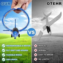 3 Pack Airplane Launcher Toy Foam Glider Planes for Kids with 2 Flight Mode Catapult Plane Toys with 3 DIY Stickers Outdoor S...