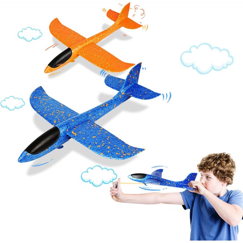 2 Pack Foam Airplanes 17.3" Large Throwing Foam Glider Plane 2 Flight Mode Flying Styrofoam Toys Gifts for Kids Boys Girls 3 ...