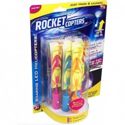 Rocket Copters Slingshot LED Light Up Helicopters 6 Copters and 3 Launchers - As Seen on TV $29.70 Flying Toys