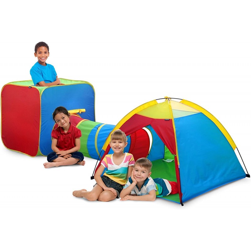 3 in 1 Fun Hub Play Tent with Tunnel One Cube One Dome Tent & One Tunnel $59.96 Kids' Play Tents & Tunnels