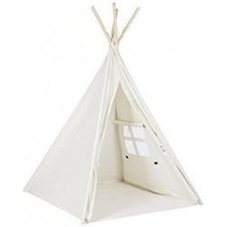 6' Indoor Indian Playhouse Toy Teepee Play Tent for Kids Toddlers Canvas Teepee with Carry Case with Mat (White) $66.57 Kids'...