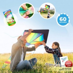 Extremely Easy to Fly Beginners Kites for Kids Classic Rainbow Kids Kite for Family Outdoor Games and Activities Soars High i...