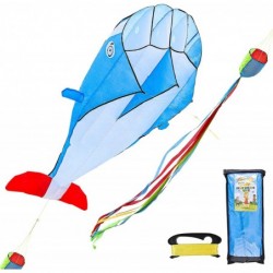 Blue Large Dolphin Kite with Huge Frameless Soft Parafoil Giant Easy to Fly Huge Kites for Kids and Adults with Kite String L...